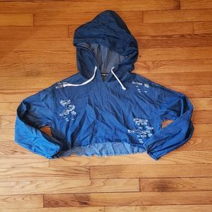 Fashion Nova Distressed Crop Top Hoodie